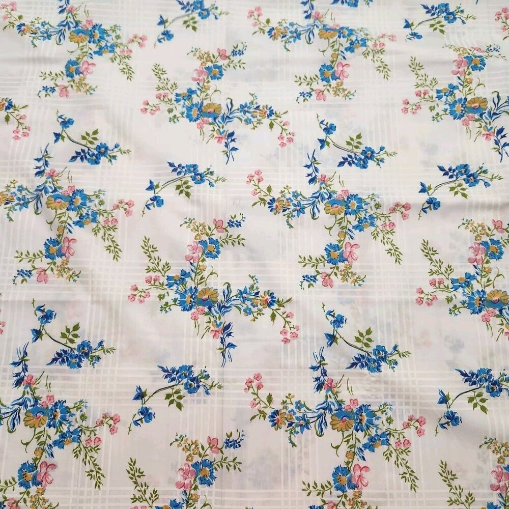 Vintage St Mary’s Twin Flat Sheet Floral No Iron Percale Floral Harvest Cottage